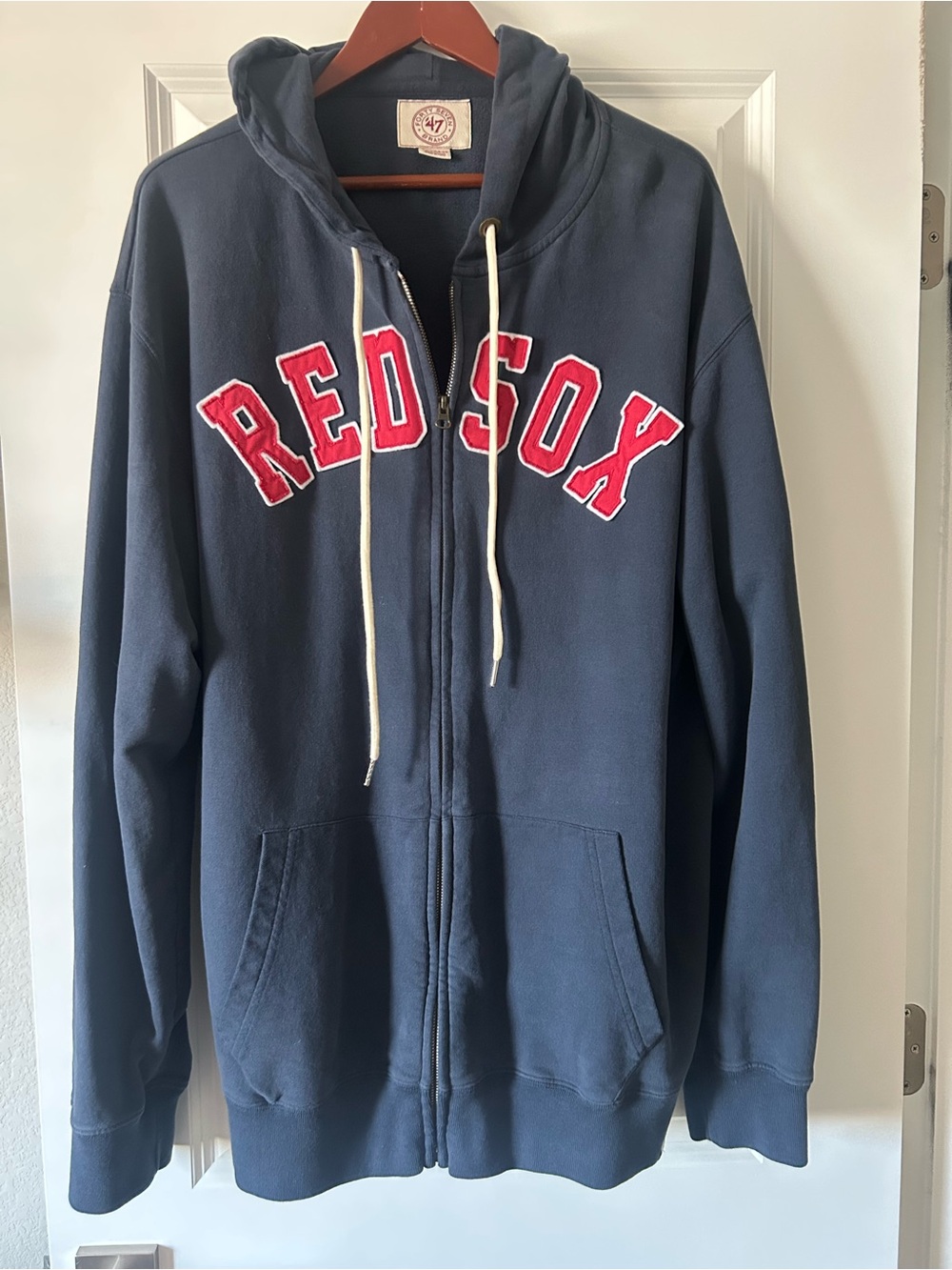 '47 Brand Boston Red Sox Navy Zip Up Hoodie 100% Cotton XXL Made in Peru